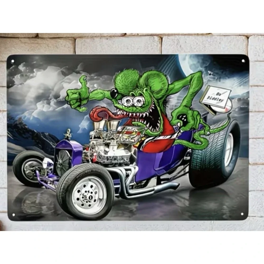 Sign Rat Fink Tin Wall Metal 8X12 Hot Rod Garage Bo Diddly Man Cave Bar New
